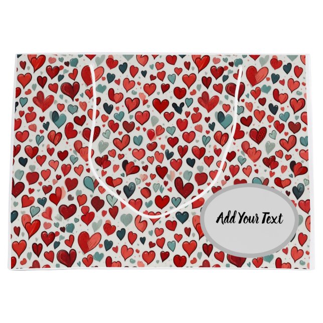 Grand Sac Cadeau Motif de coeur (Devant)