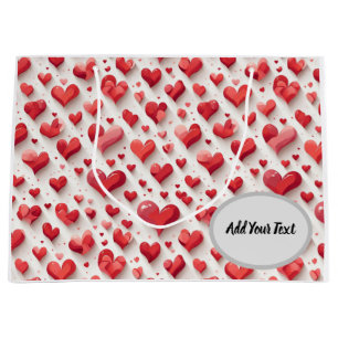 Grand Sac Cadeau Motif de coeur