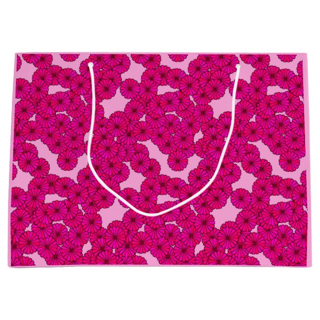 Grand Sac Cadeau Motif de fleurs Art Déco - magenta sur rose (Devant)
