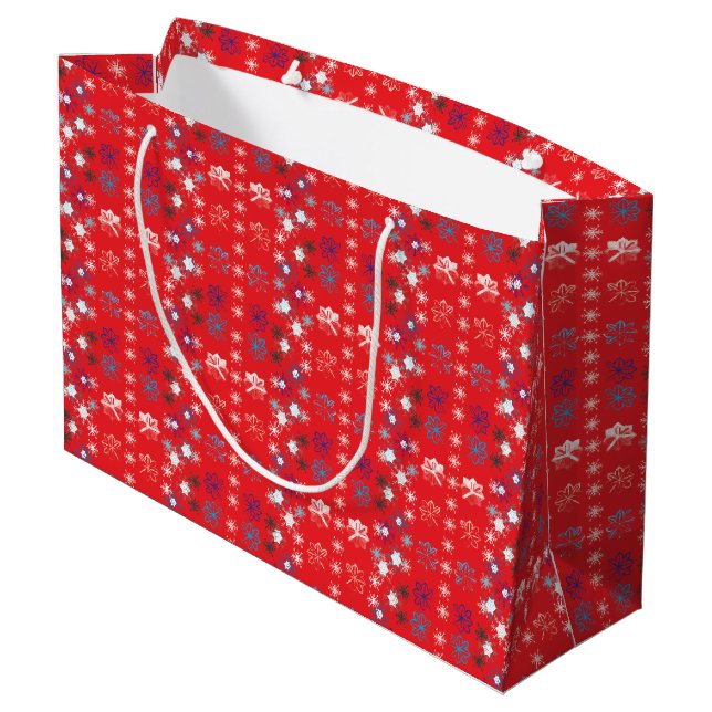 Grand Sac Cadeau Motif de flocon de neige moderne Red Christmas (Dos Angle)