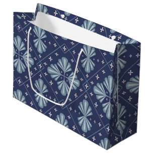 Grand Sac Cadeau Motif de formes géométriques bleues