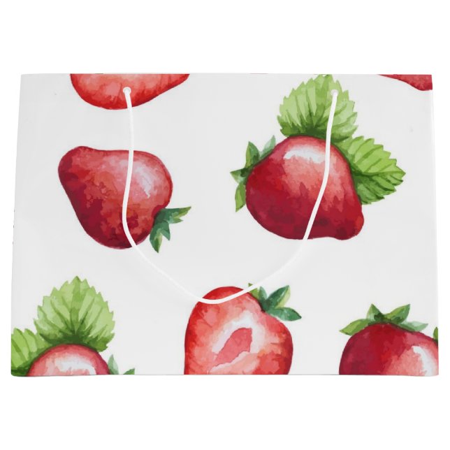 Grand Sac Cadeau Motif de fraises (Devant)