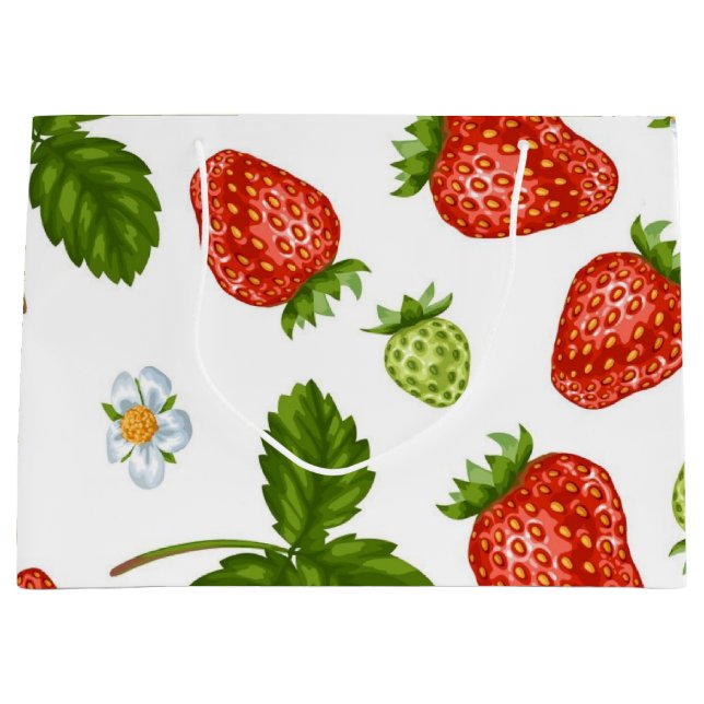 Grand Sac Cadeau Motif de fraises (Devant)