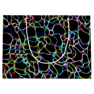 Grand Sac Cadeau Motif de ligne courbe multicolore