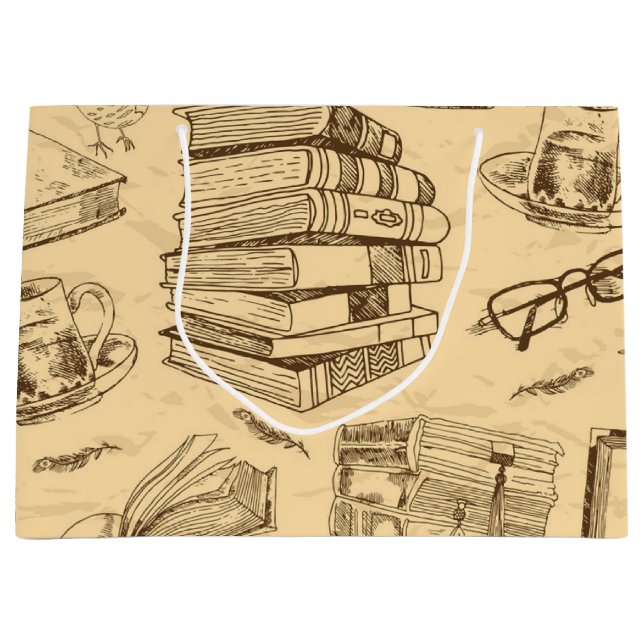 Grand Sac Cadeau Motif de livre (Devant)