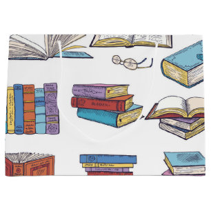 Grand Sac Cadeau Motif de livre