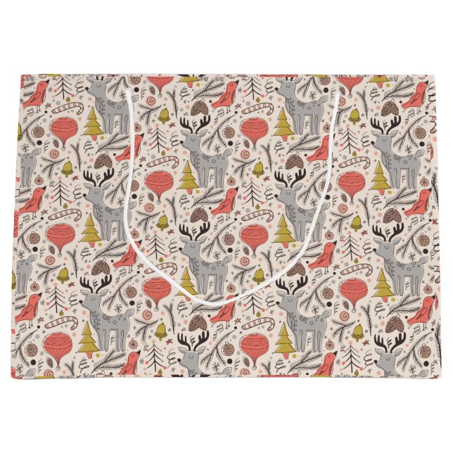 Grand Sac Cadeau Motif de Noël (Devant)