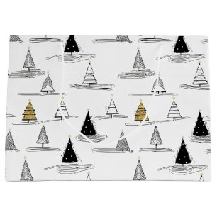 Grand Sac Cadeau Motif de Noël Black Gold #5 ID1009