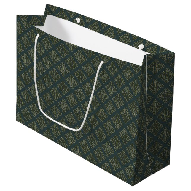 Grand Sac Cadeau Motif de noeud celtique élégant (Devant Angle)