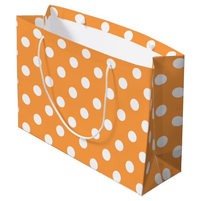 Grand Sac Cadeau Motif de point orange de polka (Dos Angle)