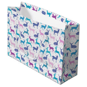 Grand Sac Cadeau Motif de rennes de Noël coloré