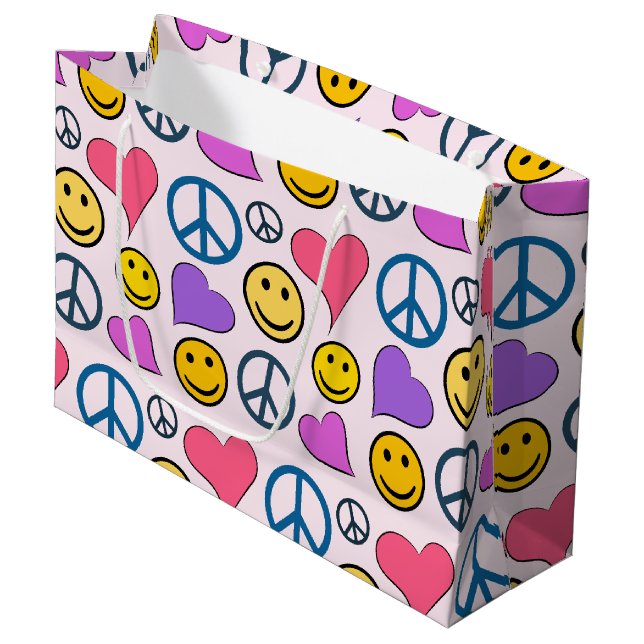 Grand Sac Cadeau Motif de Rire d'amour pour la paix (Devant Angle)