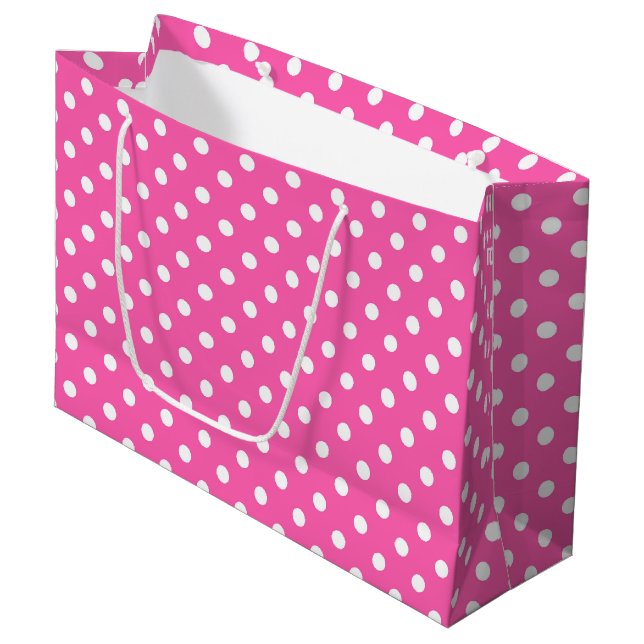 Grand Sac Cadeau Motif de sensibilisation au cancer du sein à pois  (Devant Angle)