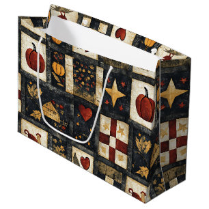 Grand Sac Cadeau Motif de surface composée d'automne principal   Ré