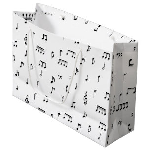 Grand Sac Cadeau Motif de symboles Black & White Music Notes
