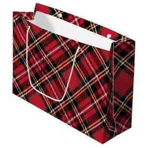 Grand Sac Cadeau Motif de tartan de Noël