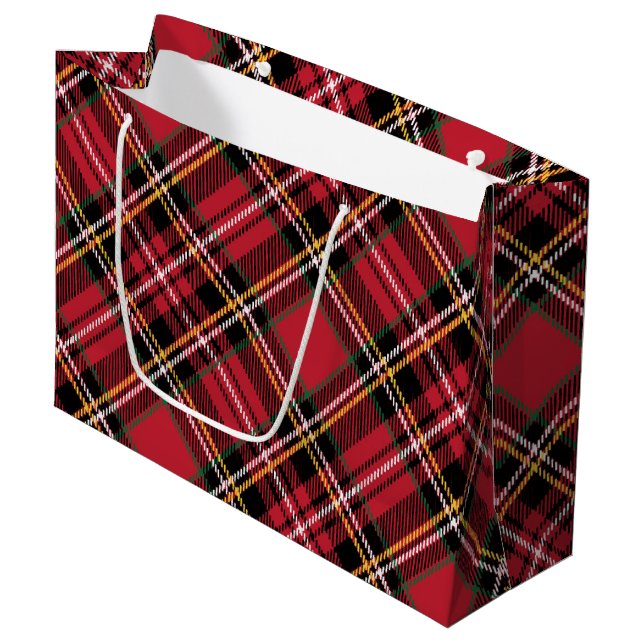 Grand Sac Cadeau Motif de tartan de Noël (Devant Angle)