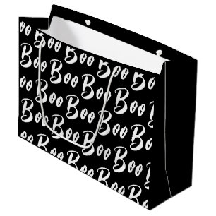 Grand Sac Cadeau Motif de texte de livre noir et blanc d'Halloween