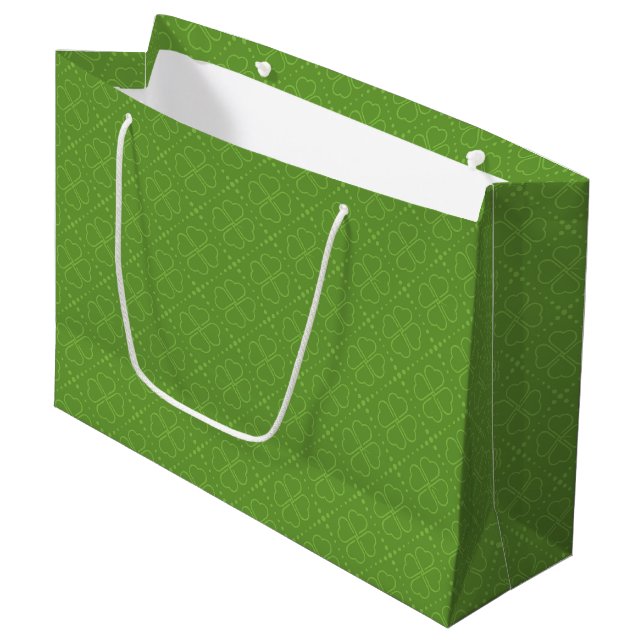 Grand Sac Cadeau Motif de trèfle de coeur (Devant Angle)