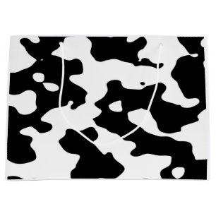 Grand Sac Cadeau Motif de vache noir et blanc