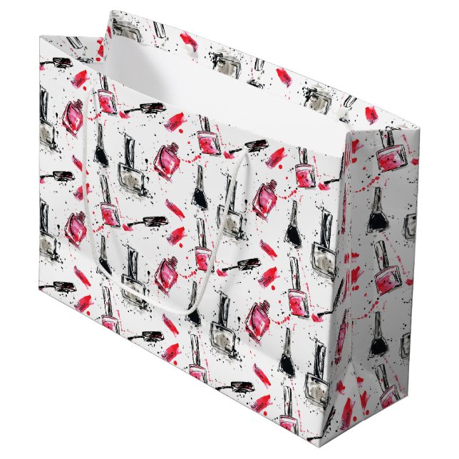 Grand Sac Cadeau Motif de vernis à ongles d'aquarelle (Devant Angle)