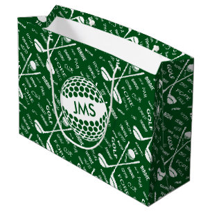 Grand Sac Cadeau Motif décoré d'un monogramme pour le golfeur