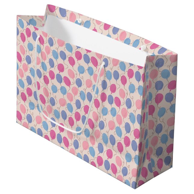 Grand Sac Cadeau Motif des ballons d'anniversaire (Devant Angle)