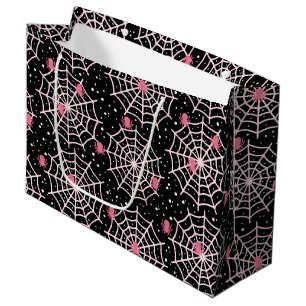 Grand Sac Cadeau Motif des toiles d'Halloween et araignées