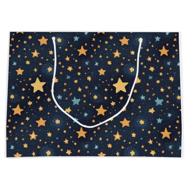 Grand Sac Cadeau Motif d'étoiles (Devant)