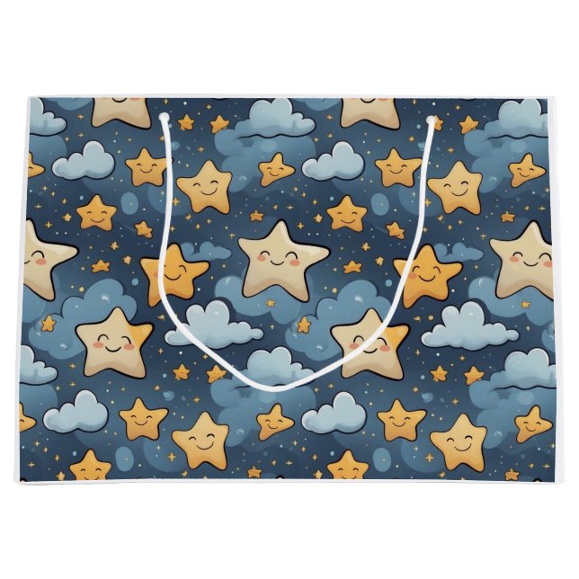 Grand Sac Cadeau Motif d'étoiles (Devant)