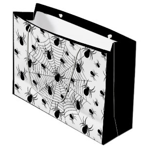 Grand Sac Cadeau Motif d'Halloween Black White araignées