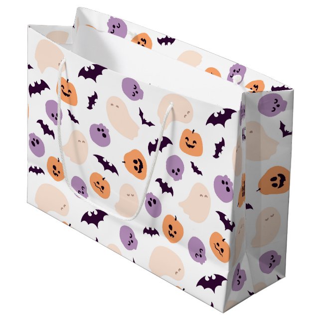 Grand Sac Cadeau Motif d'Halloween pour enfants amusants (Devant Angle)