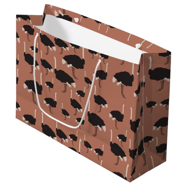 Grand Sac Cadeau Motif d'illustration Ostrich Bird (Devant Angle)