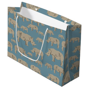 Grand Sac Cadeau Motif d'illustration Rhinoceros Rhino