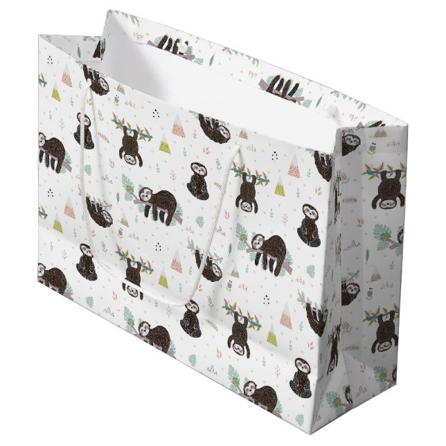 Grand Sac Cadeau Motif doux somnolent de paresse (Devant Angle)