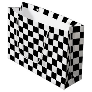 Grand Sac Cadeau Motif du drapeau cool noir et blanc À damiers