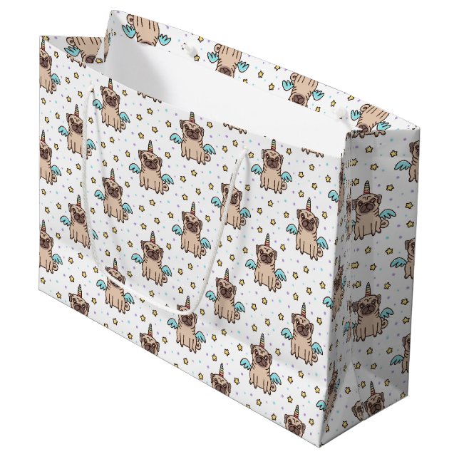 Grand Sac Cadeau Motif d'Unipug (Devant Angle)
