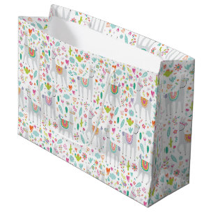 Grand Sac Cadeau Motif en pastel mignon de lama