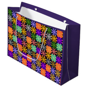 Grand Sac Cadeau Motif étoile de fleurs colorées