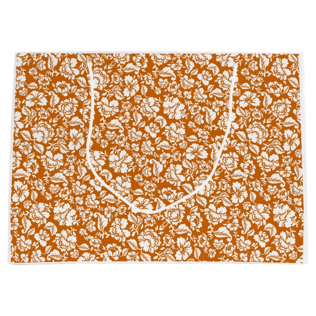 Grand Sac Cadeau motif feuille 14b. noir DOrange BG (Devant)