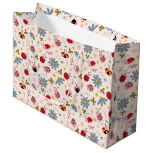 Grand Sac Cadeau Motif Fleur sauvage Ladybug