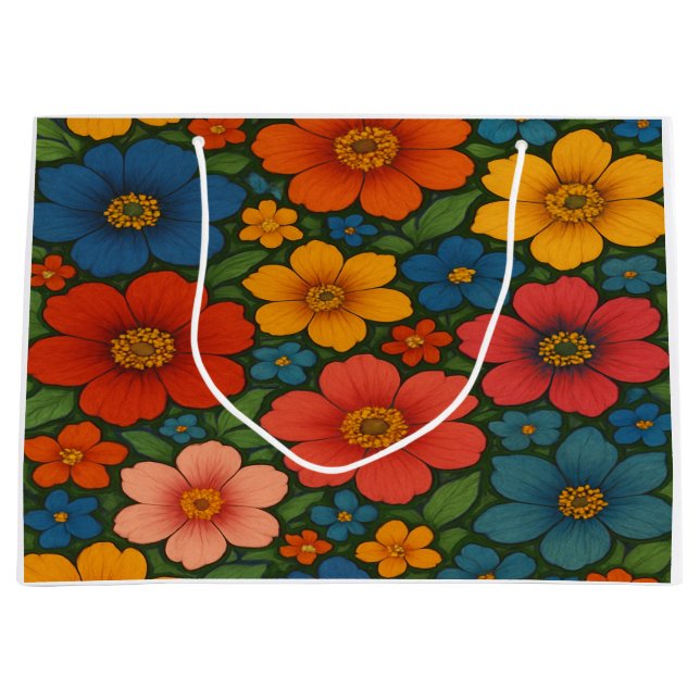 Grand Sac Cadeau Motif Fleur sauvage transparent (Devant)