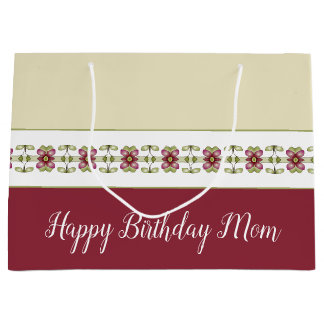 Grand Sac Cadeau Motif floral de Bourgogne