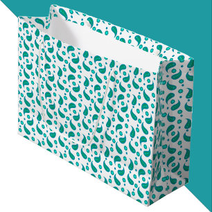 Grand Sac Cadeau Motif floral paisley bleu et sarcelle