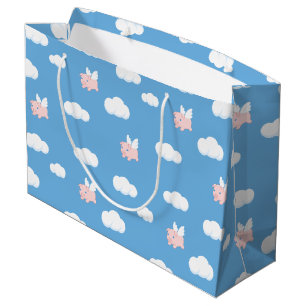 Grand Sac Cadeau Motif Flying Pig Cute Piglet with Wings