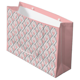 Grand Sac Cadeau Motif géométrique beige rose