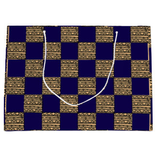 Grand Sac Cadeau Motif géométrique damier moderne