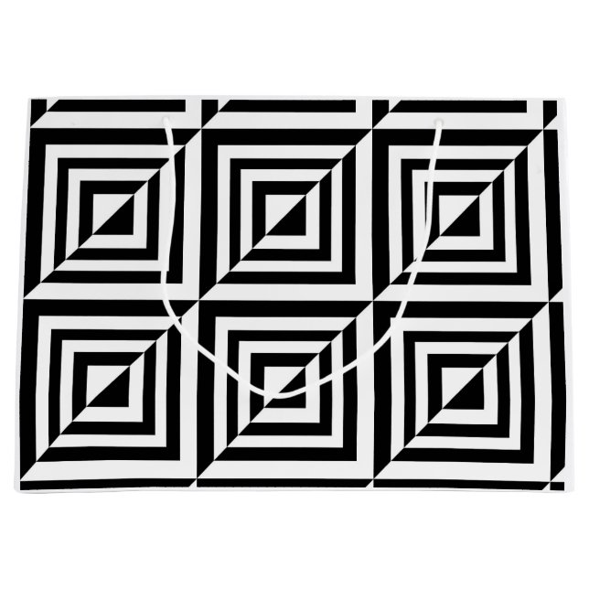 Grand Sac Cadeau Motif géométrique noir et blanc (Devant)
