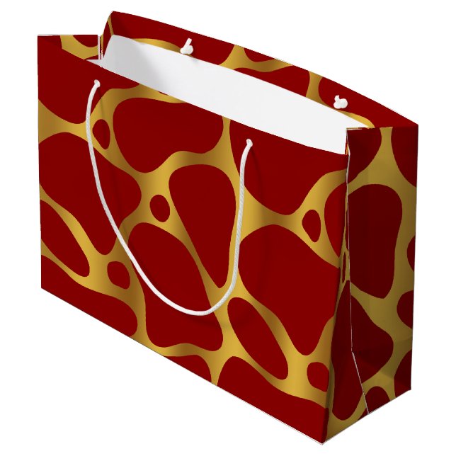 Grand sac cadeau Motif Gold & Red Giraffe (Dos Angle)