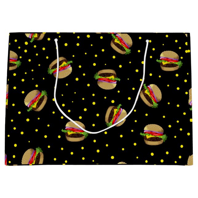 Grand Sac Cadeau motif hamburger (Devant)